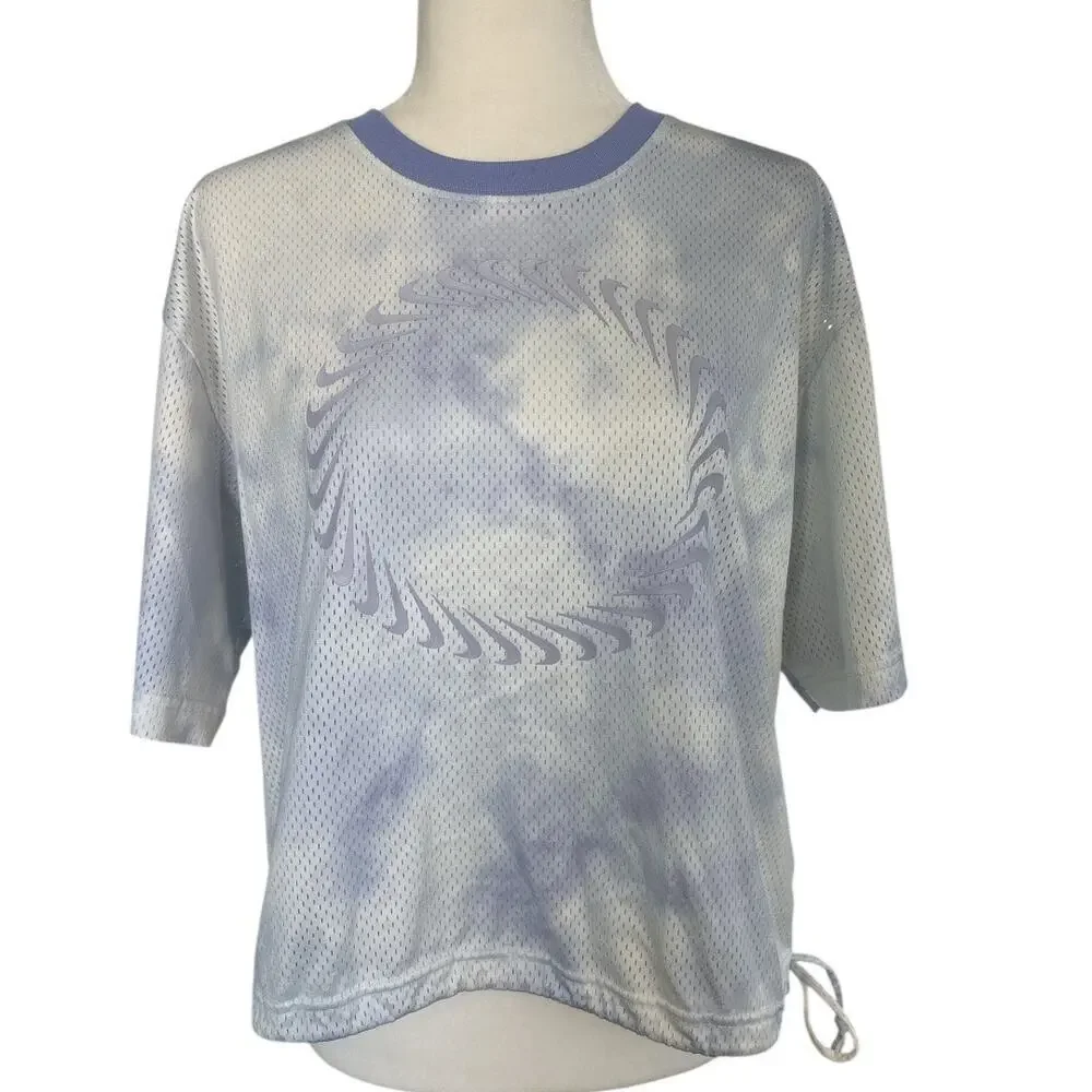 Nike Women's Sportswear Icon Clash Mesh Crop Top White Purple Size Medium DQ2914